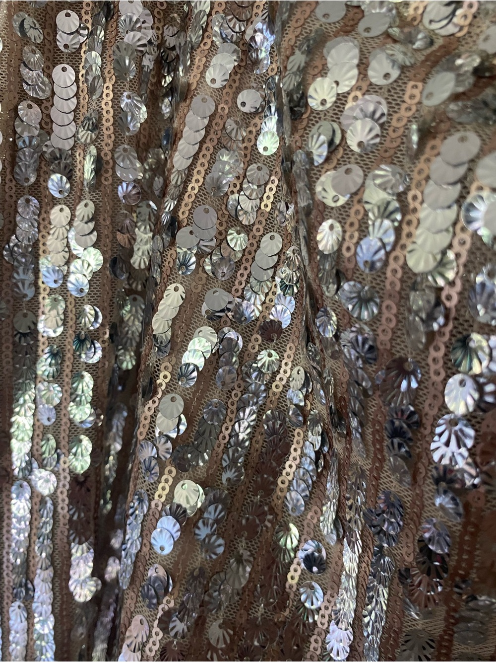 FREE PEOPLE Silver Seashell Sequin Mini Skirt Size 10 - Picture 8 of 10